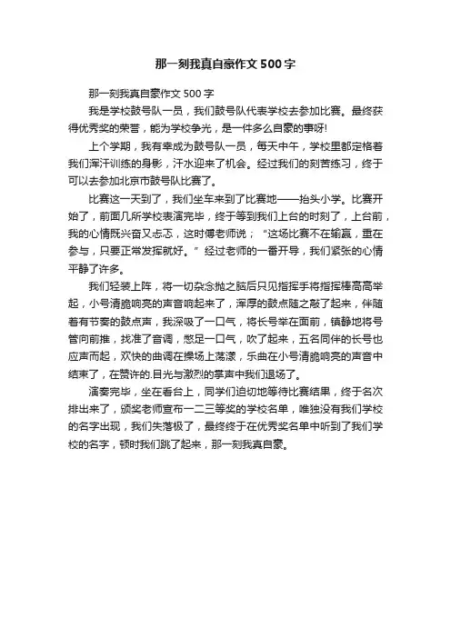 那一刻我真自豪作文500字