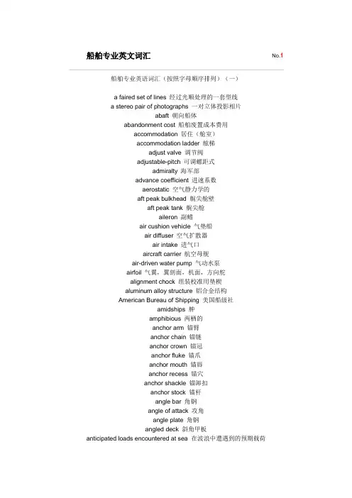 船舶专用英语汇总