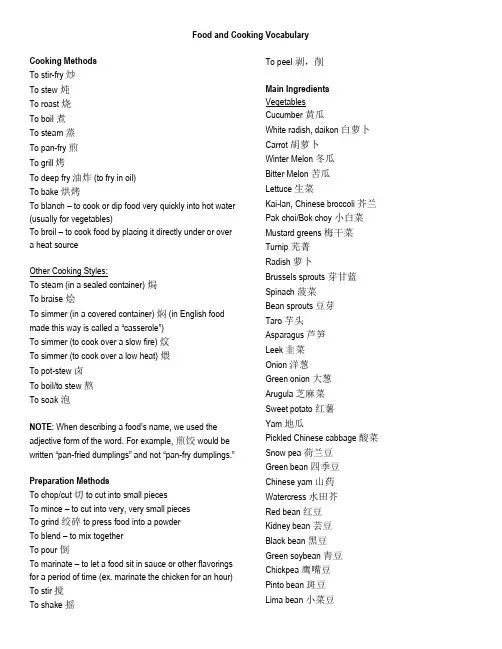 Food and Cooking Vocabulary
