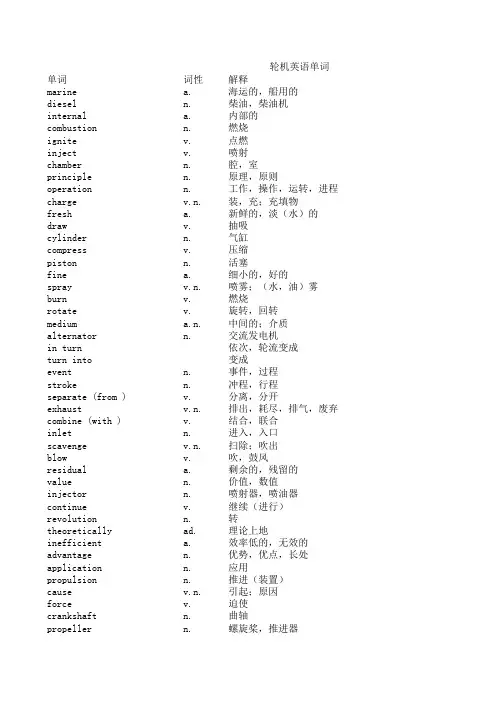 轮机英语单词