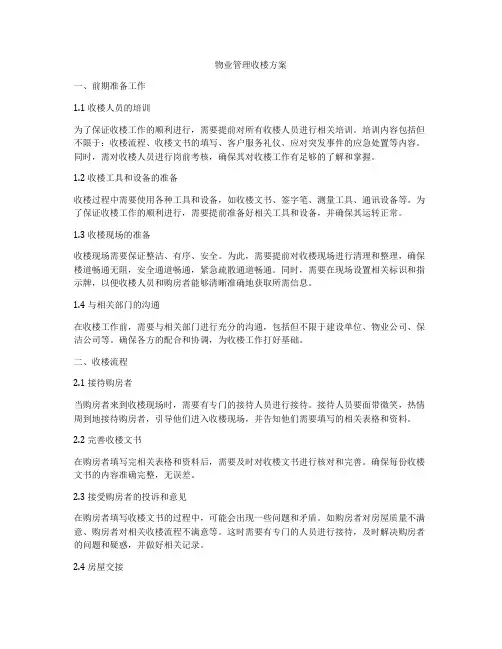 物业管理收楼方案