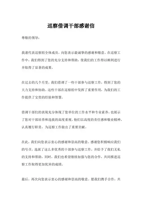 巡察借调干部感谢信