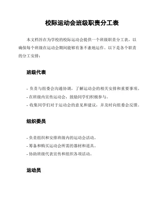 校际运动会班级职责分工表