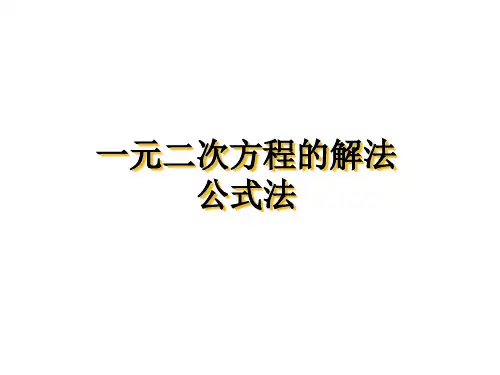 17.2一元二次方程的解法--公式法
