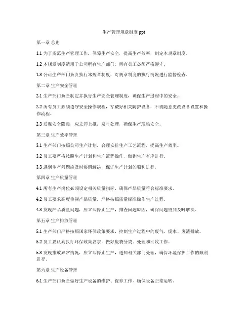 生产管理规章制度ppt