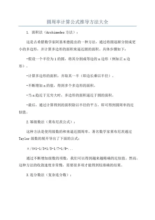 圆周率计算公式推导方法大全