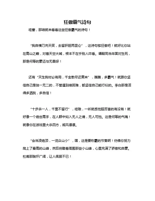 狂傲霸气诗句