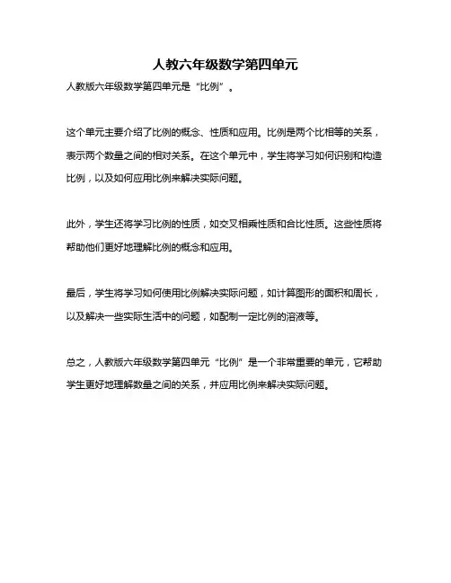 人教六年级数学第四单元