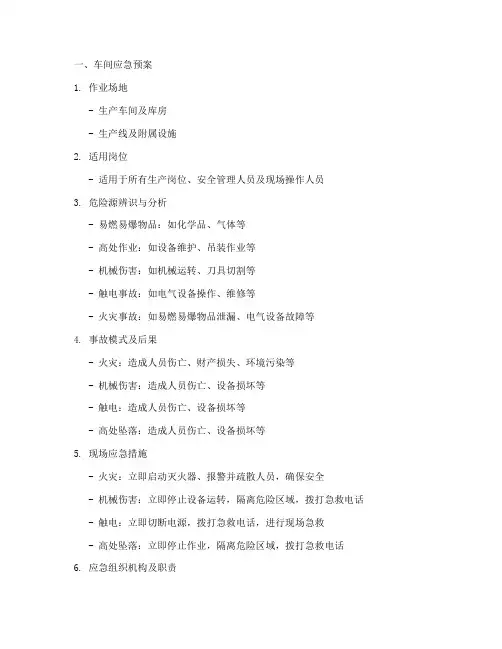 车间应急预案及应急装备点检清单