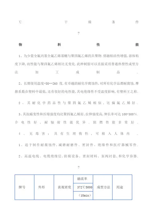 PFA材料特性