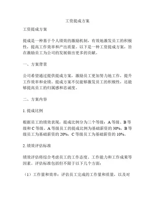 工资提成方案