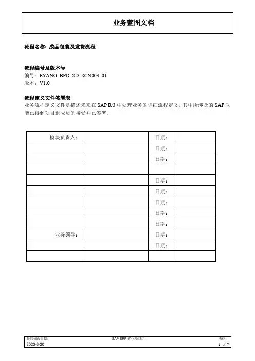 SAP成品包装及发货流程