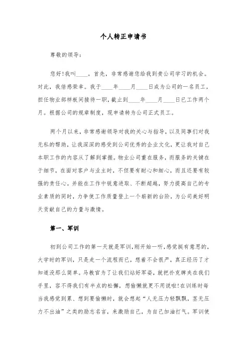 个人转正申请书(12篇)