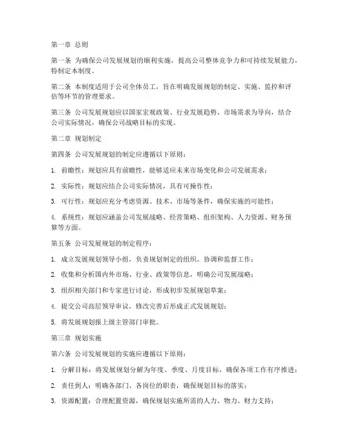 公司规划发展规划管理制度