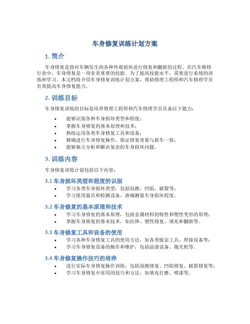 车身修复训练计划方案