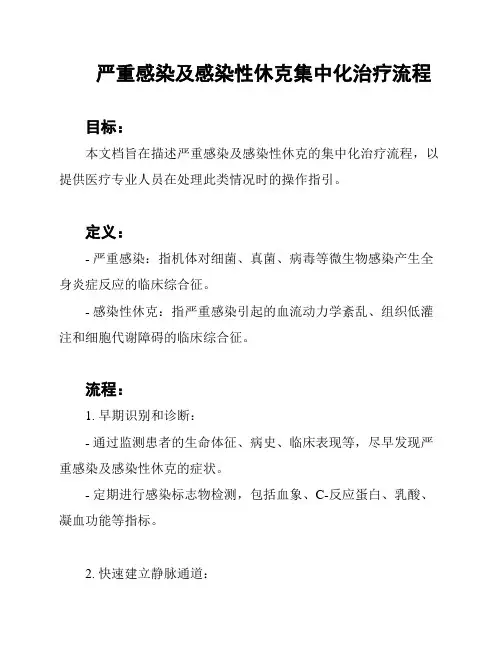 严重感染及感染性休克集中化治疗流程