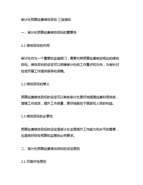审计处预算经费绩效目标 三级指标