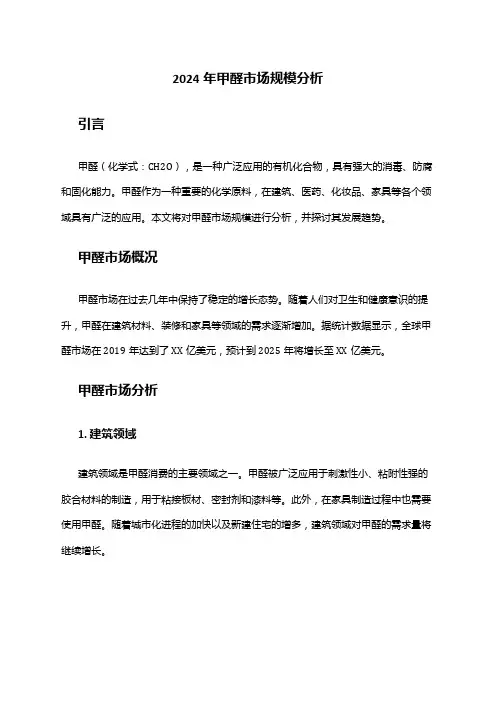 2024年甲醛市场规模分析
