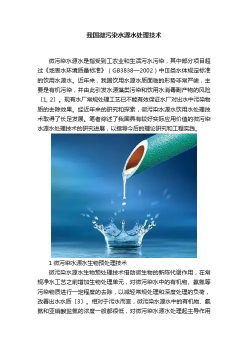 我国微污染水源水处理技术