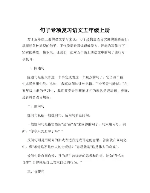 句子专项复习语文五年级上册