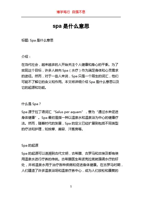 spa是什么意思