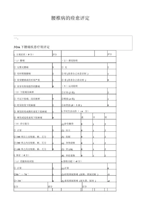 腰椎病康复评定 
