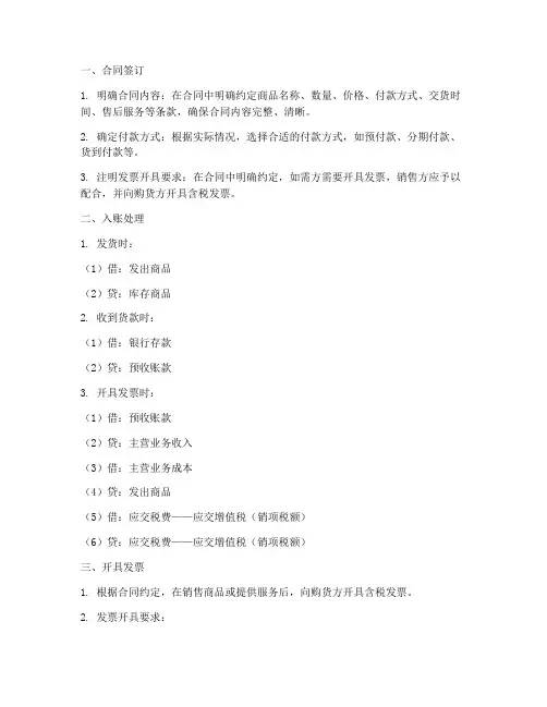 销售合同时如何入账发票