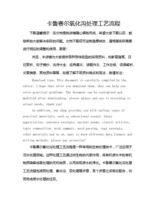 卡鲁赛尔氧化沟处理工艺流程