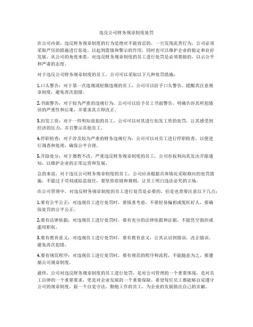 违反公司财务规章制度处罚