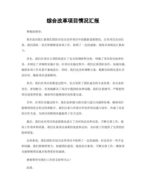 综合改革项目情况汇报