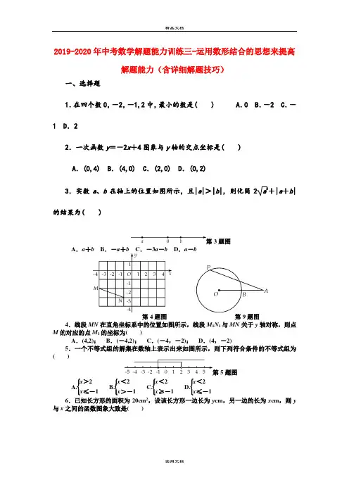 中考数学解题能力训练三-运用数形结合的思想来提高解题能力(含详细解题技巧)