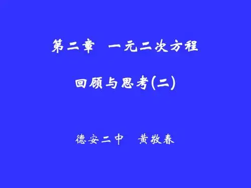一元二次方程回顾与思考(二)演示文稿(1)