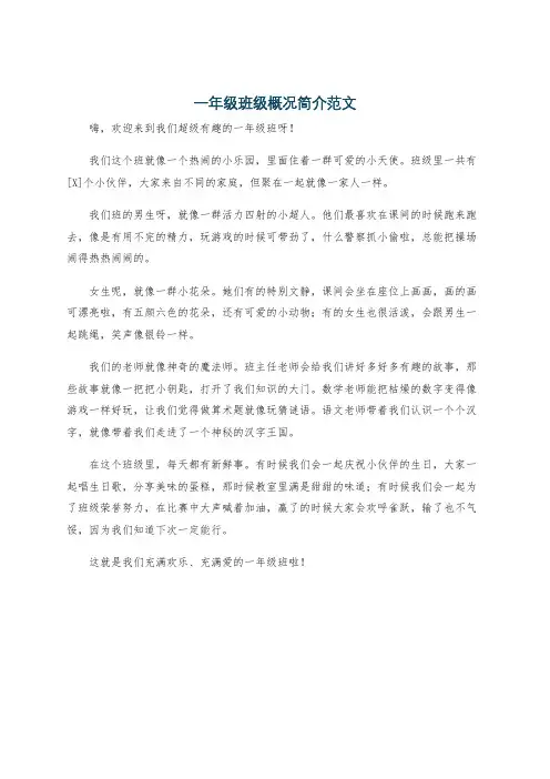 一年级班级概况简介范文
