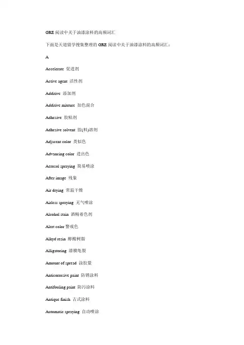 GRE阅读中关于油漆涂料的高频词汇