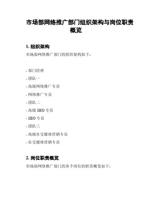 市场部网络推广部门组织架构与岗位职责概览