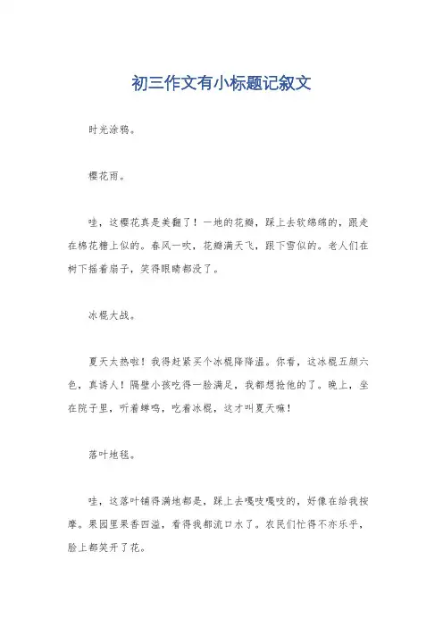 初三作文有小标题记叙文