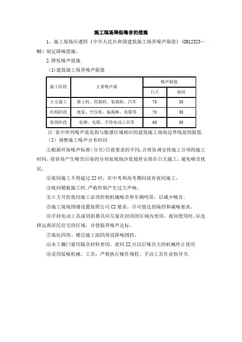 施工现场降低噪音的措施