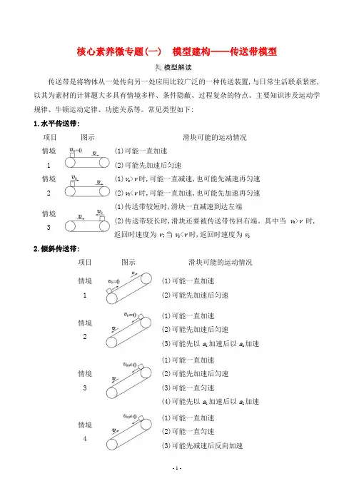 2023年高考物理二轮复习核心素养微专题(一)模型建构——传送带模型