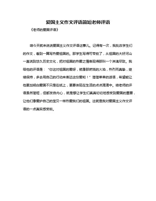 爱国主义作文评语简短老师评语
