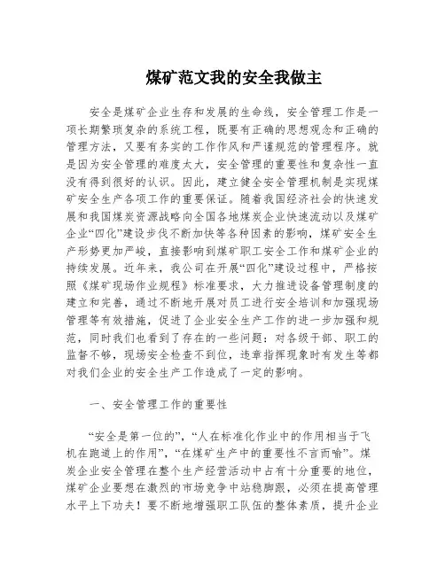 煤矿范文我的安全我做主