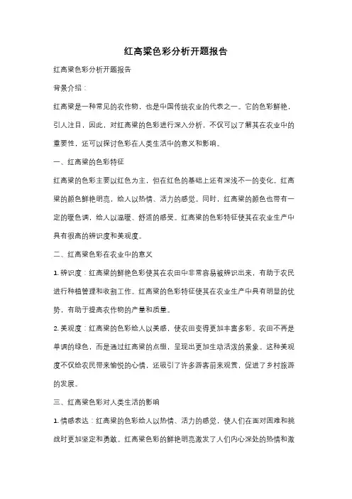 红高粱色彩分析开题报告