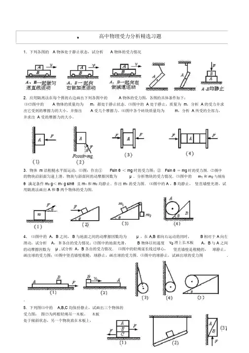 高中物理受力分析精选习题+答案