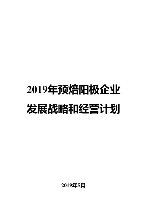 2019年预焙阳极企业发展战略和经营计划