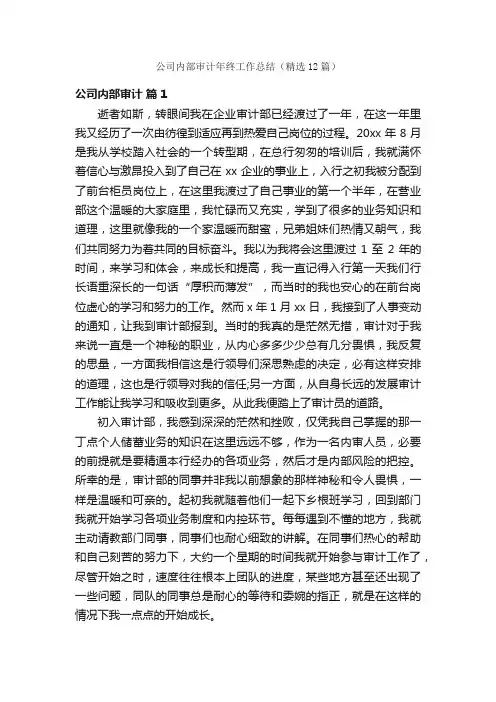 公司内部审计年终工作总结（精选12篇）