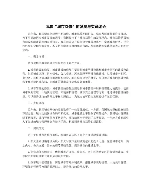 我国“城市双修”的发展与实践述论