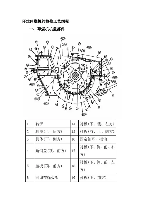 环式碎煤机的检修工艺规程