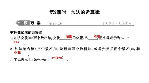 新人教版七年级上册数学课件：加法的运算律