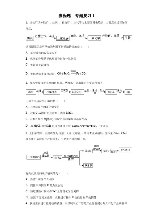 2023年中考二轮专题复习流程题 