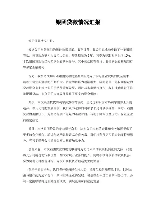 银团贷款情况汇报