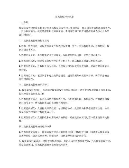 数据集成管理制度